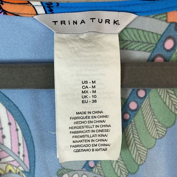 Trina Turk Tahiti Tropical Pacific Swim Coverup Tunic Women Sz M Colorful Floral - Picture 4 of 7